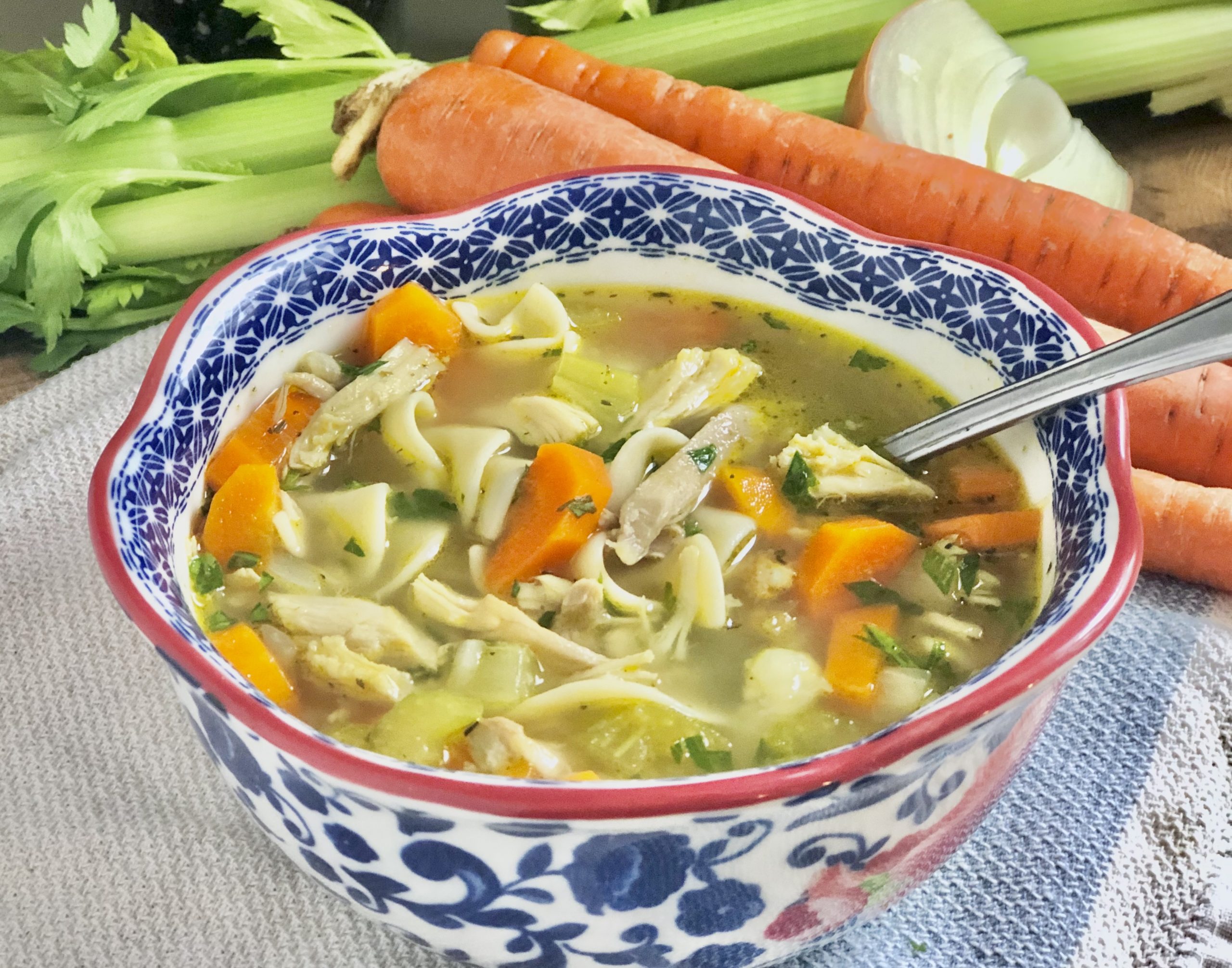 Turkey Noodle Soup in Bowl