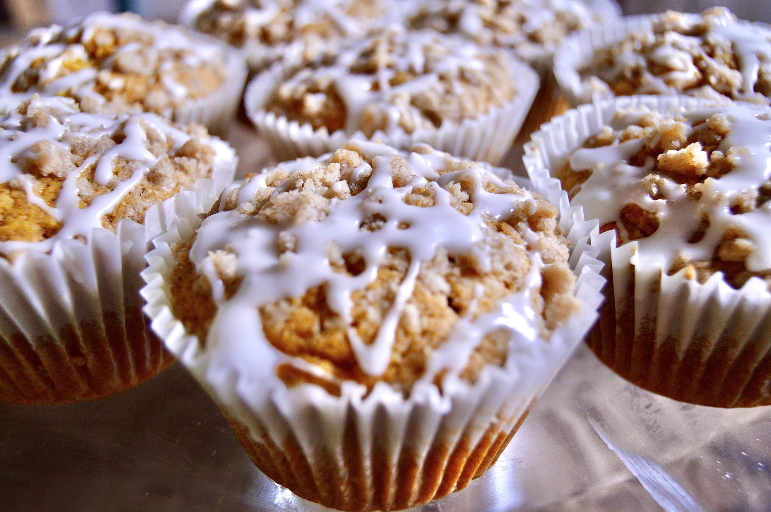 Glazed Pumpkin Muffins on Platter